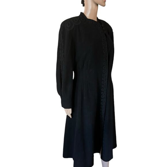 VTG Brenner Bros New York black embroidered 40’s wool swing fit and flare coat - Picture 2 of 16